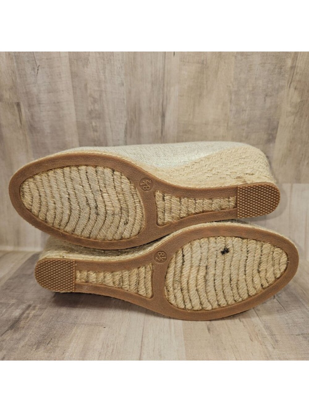 J. Crew Woman's Size 8.5 Wedge Seville Espadrille Canvas Jute Metallic Shoes - Picture 7 of 10